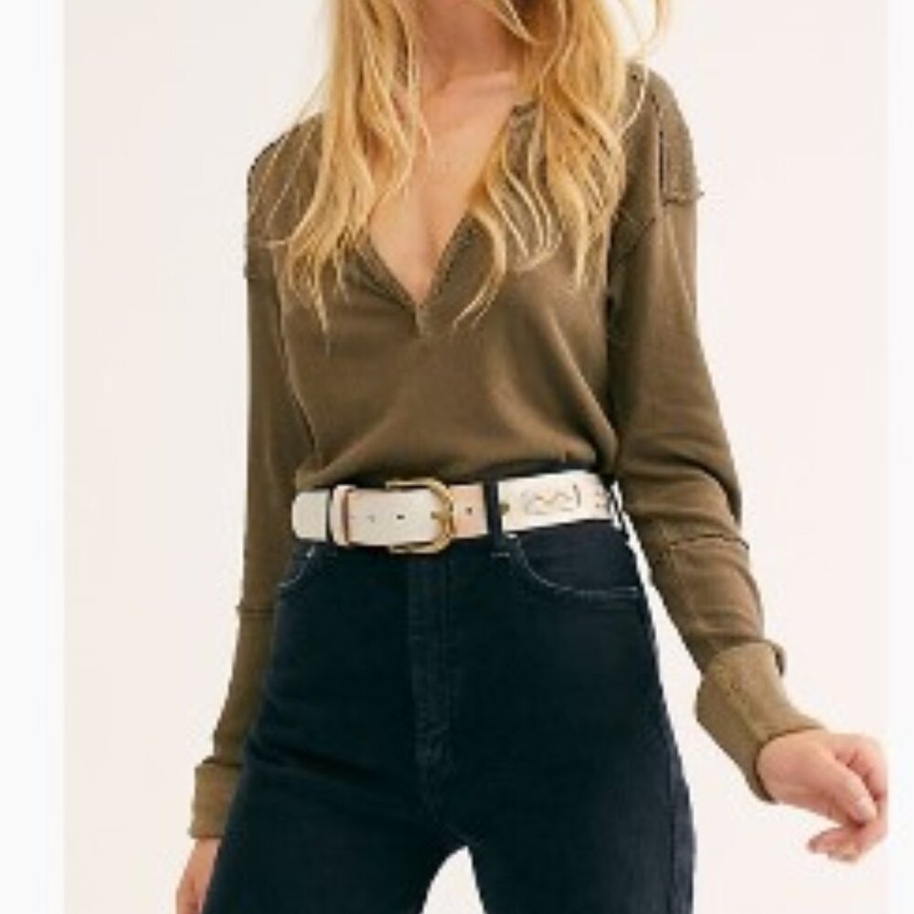 FREE PEOPLE | We the Free Studded Neck Cuff Henley | Size Large